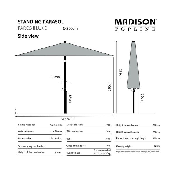Bež suncobran ø 300 cm Paros II - Madison-image-1