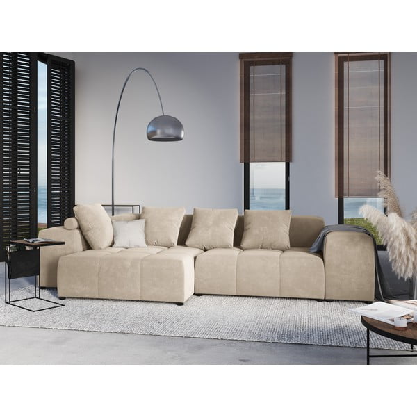 Bež baršunasti jastuk za modularnu sofu Rome Velvet - Cosmopolitan Design-image-3