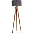 Tamno siva/u prirodnoj boji stojeća svjetiljka s tekstilnim sjenilom (visina 153 cm) Tripod – Opviq lights
