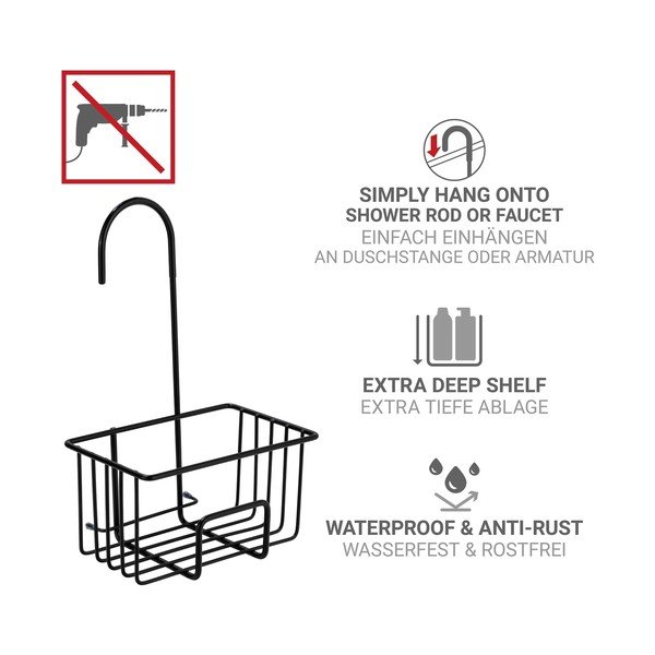 Crna viseća kupaonska polica od nehrđajućeg čelika Milito – Wenko-image-4