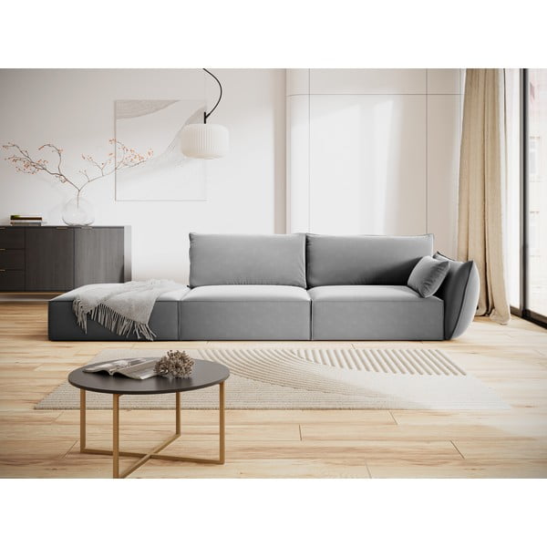 Svijetlo siva baršunasta sofa s desnim kutom 264 cm Vanda – Mazzini Sofas-image-1