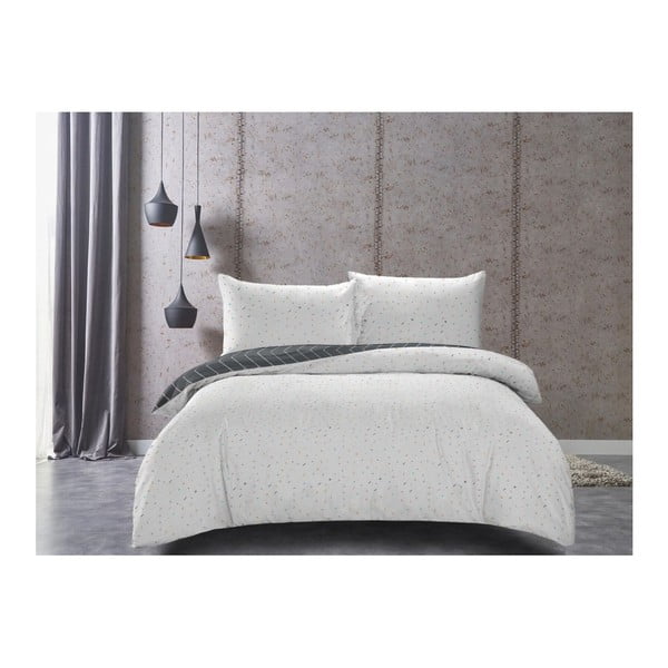 Sivo-bijela dvostrana pamučna satenska presvlaka DecoKing Panels, 155 x 200 cm-image-1