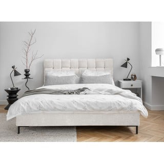 Krem tapecirani bračni krevet s podnicom 160x200 cm Eve – Miuform