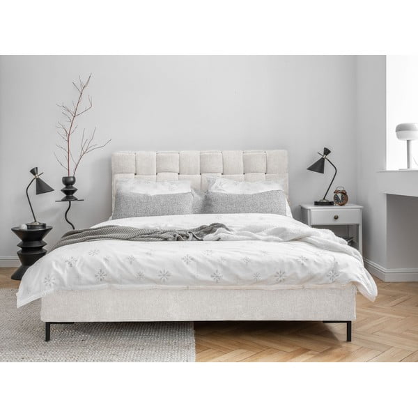 Krem tapecirani bračni krevet s podnicom 140x200 cm Eve – Miuform-image-1