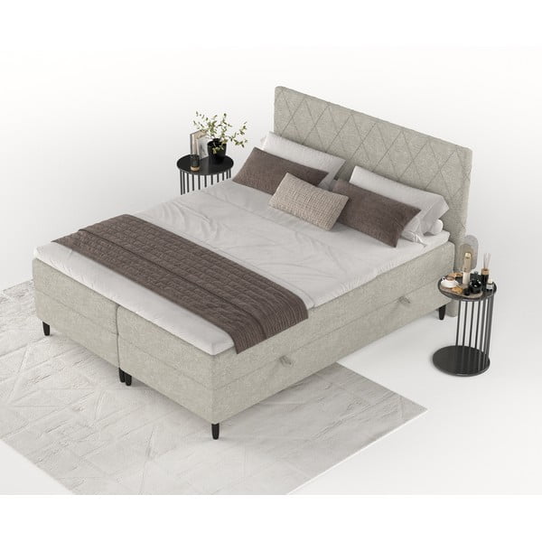 Sivi/bež boxspring krevet s prostorom za pohranu 200x200 cm Gwen – Maison de Rêve-image-3