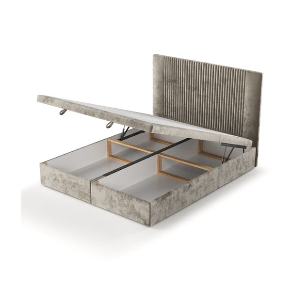 Bež tapecirani bračni krevet s prostorom za pohranu 200x200 cm Mavel – Maison de Rêve-image-4