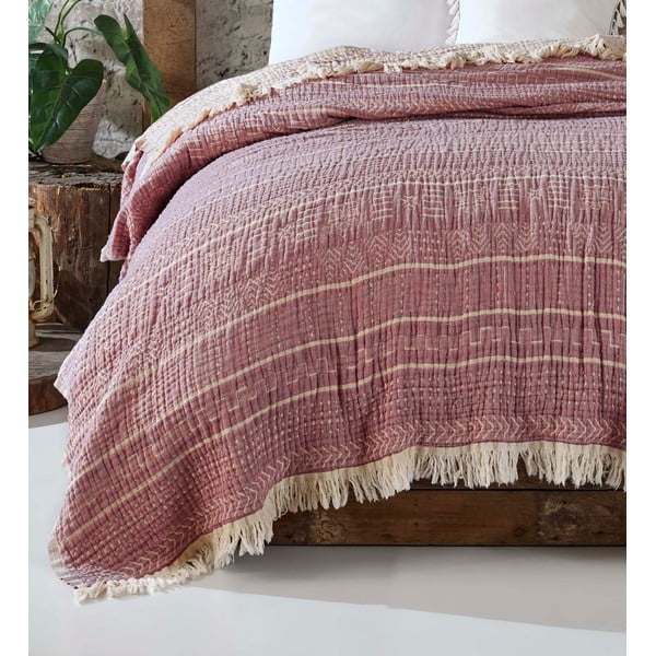 Prekrivač od crvenog muslina za bračni krevet 220x240 cm Etno - Mijolnir-image-1