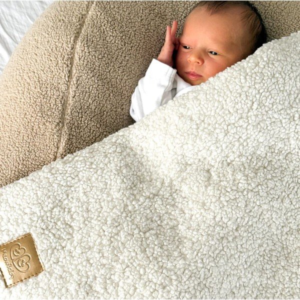 Krem deka za bebe od sherpa flisa 100x77 cm – Meowbaby-image-1