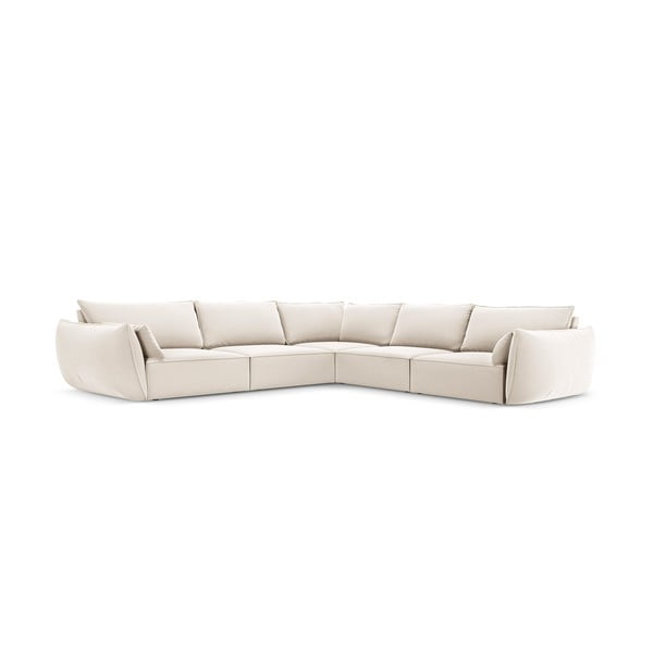 Bež baršunasti kutna garnitura Vanda – Mazzini Sofas-image-2