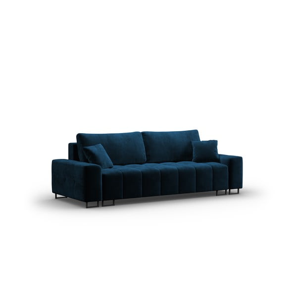 Plava baršunasti sklopiva/s prostorom za odlaganje sofa 250 cm Wicklow – Cosmopolitan Design-image-2