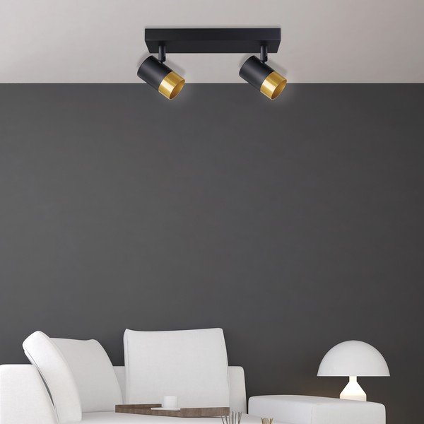 Crna/u zlatnoj boji stropna svjetiljka s metalnim sjenilom 34x5.5 cm Tobi – Candellux Lighting-image-1