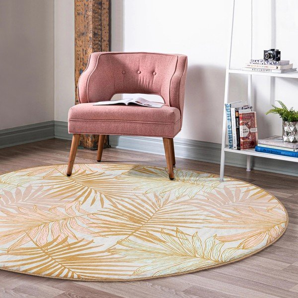 Žuti  periv/pogodan za robotski usisavač okrugli tepih ø 80 cm Comfort – Mila Home-image-3