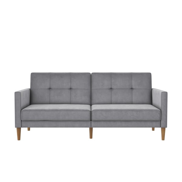 Svijetlo siva baršunasti sklopiva sofa 207 cm Lilly – Støraa