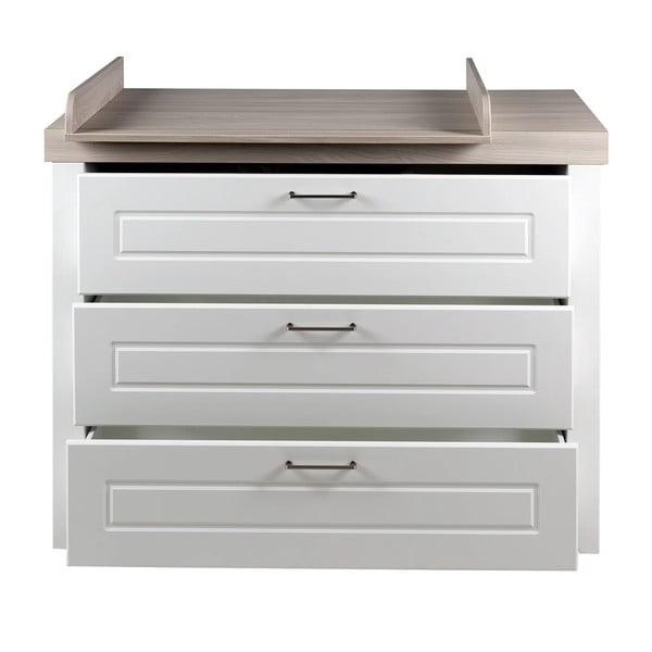 Bijela niska dječja komoda u dekoru brijesta s promjenjivim stolom 120x98 cm Felicia – Roba-image-3