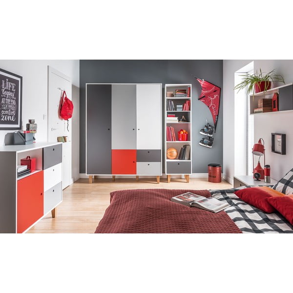 Bijelo-siva komoda s crvenim detaljima Vox Concept-image-1