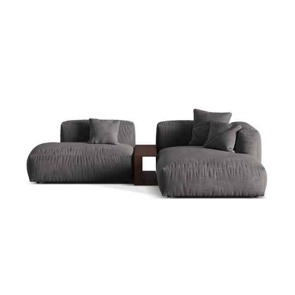 Siva baršunasti kutna garnitura (s desnim kutom/s ležaljkom) Martina – Micadoni 