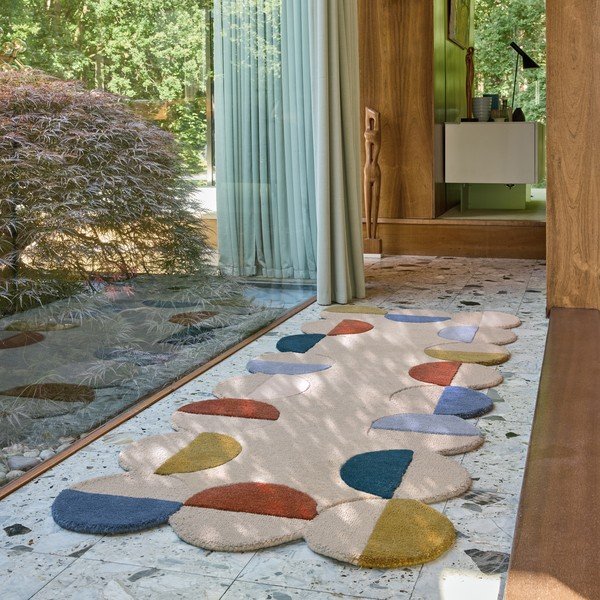 Bež ručno rađena vunena staza 80x230 cm Mia Scallop Frame – Flair Rugs-image-1