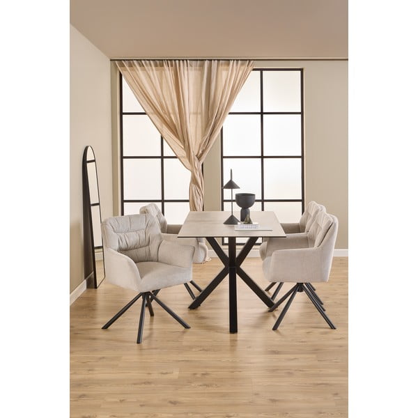 Bež podstavljena blagovaonska stolica s naslonima za ruke Alonso – Actona-image-3