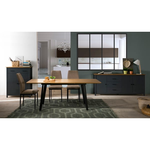 Tamno plava visoka komoda od masivnog bora 90x110 cm Miranda – Marckeric-image-1