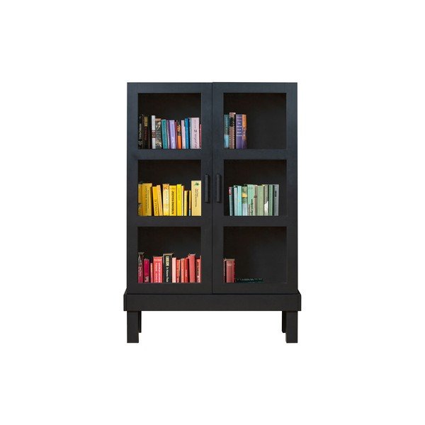 Crna vitrina od masivnog bora 107x160x39 cm Bonk – WOOOD-image-3