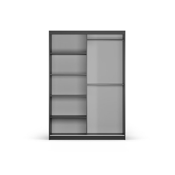 Crni ormar s ogledalom i kliznim vratima 151x215 cm Lisburn - Cosmopolitan Design-image-3