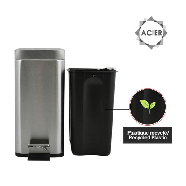 Željezna kanta za smeće s pedalom u mat srebrnoj boji 5 l   Erik – Spirella-image-4