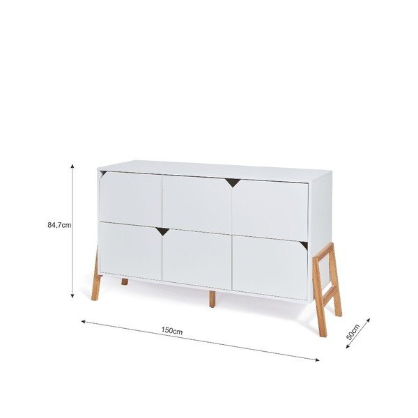 Bijela komoda s 6 ladica BELLAMY Lotta-image-2