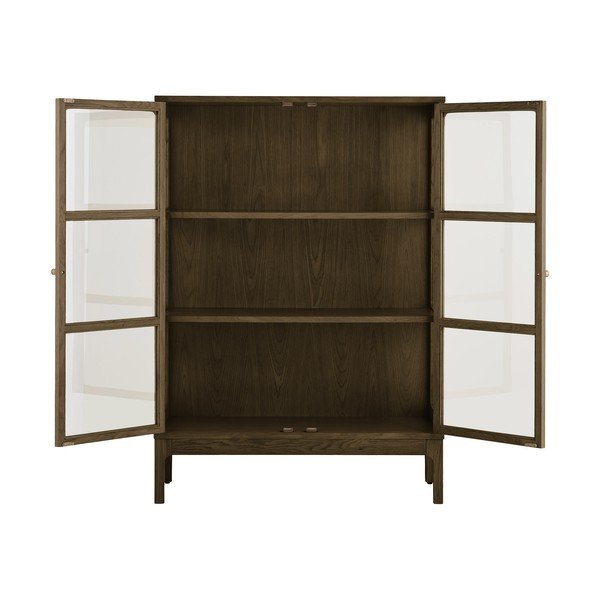 Tamno smeđa vitrina u dekoru hrasta 90x126x40 cm Zamora – House Nordic-image-4