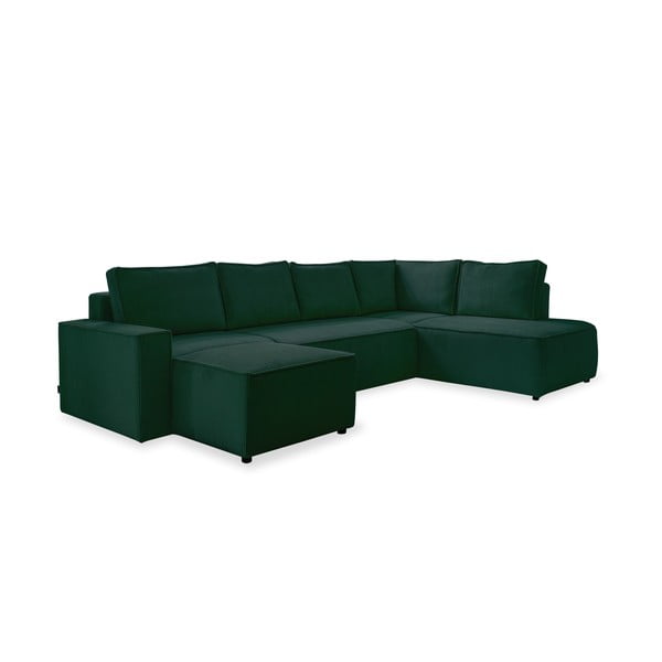 Tamno zelena sklopiva kutna garnitura od samta (s desnim kutom/u obliku slova "U") Brave Dave – Miuform