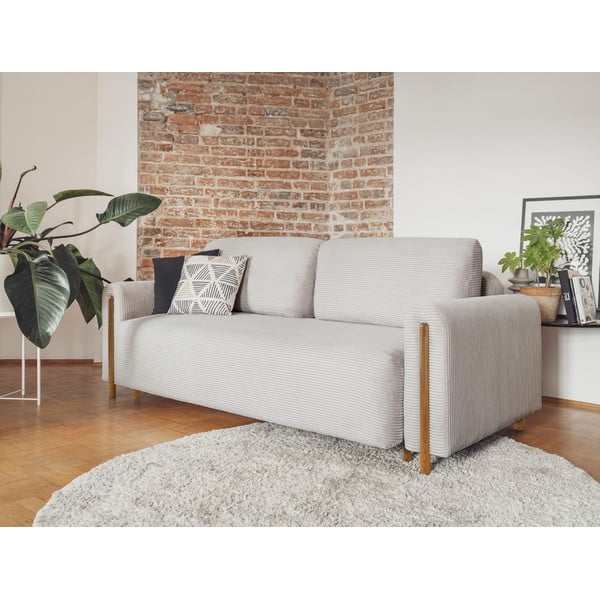Svijetlo siva sklopiva/s prostorom za odlaganje sofa od samta 244 cm Arcadova – ELTAP-image-3