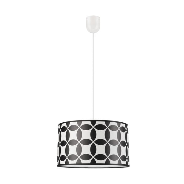 Crno-bijela viseća svjetiljka s tekstilnim sjenilom ø 35 cm Print – LAMKUR