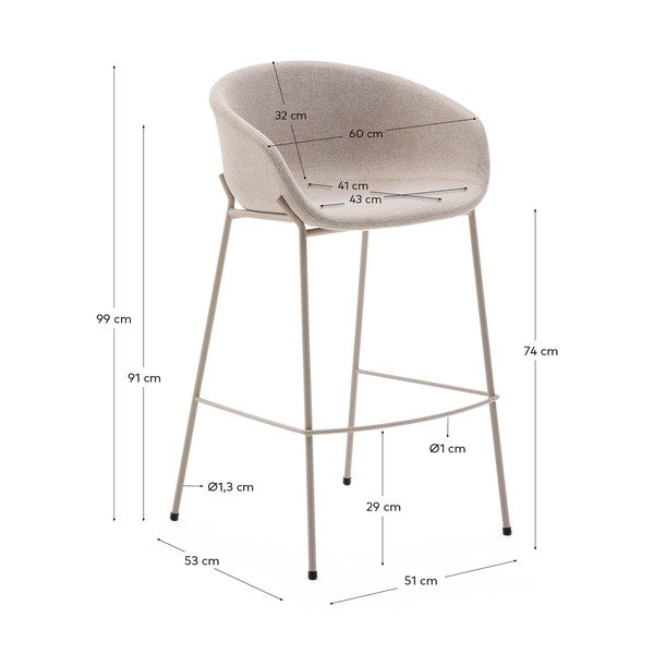 Bež barska stolica (visine sjedala 75 cm) Yvette – Kave Home-image-3