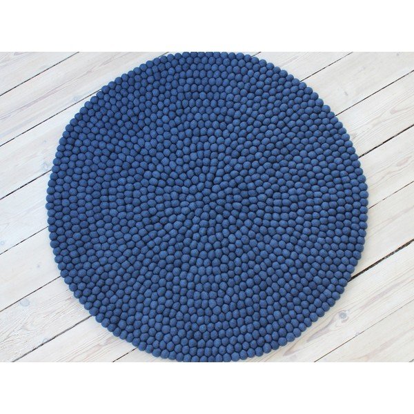 Plavi tepih od vunenih pompona Wooldot Ball Rugs, ⌀ 200 cm-image-1