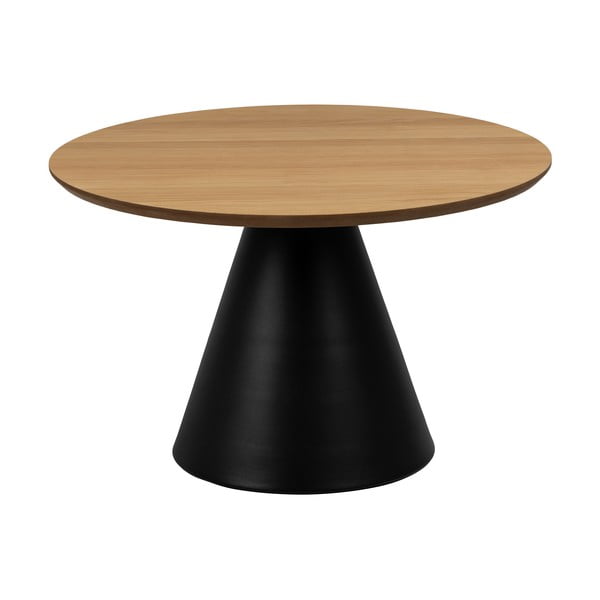 Crni/u prirodnoj boji okrugli stolić za kavu s pločom stola u dekoru hrasta ø 65 cm Soli – Actona-image-3