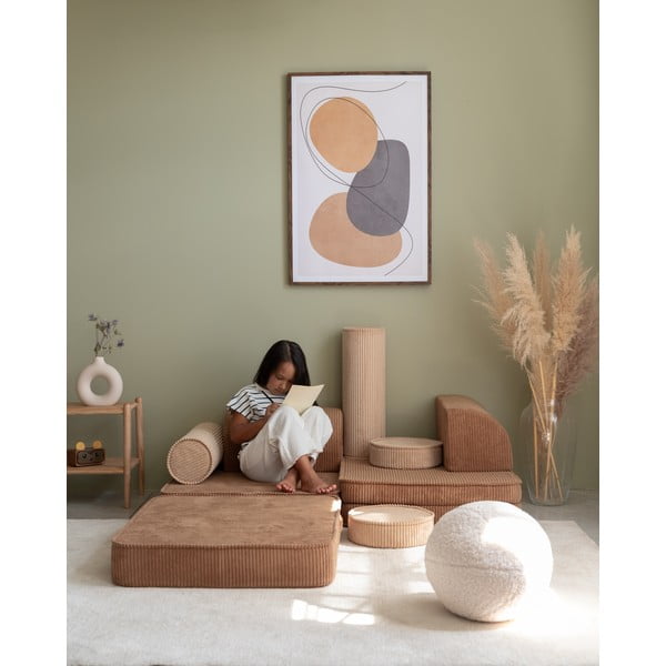 Smeđi dječji kauč od samta 132 cm Settee – Wigiwama-image-1