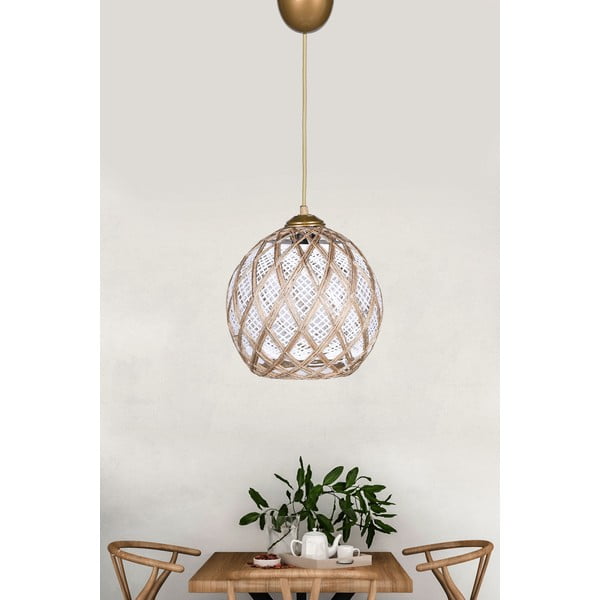 Bijela/bež viseća svjetiljka s tekstilnim sjenilom ø 22 cm – Opviq lights-image-1