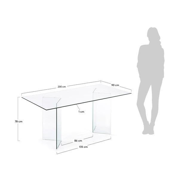 Blagovaonski stol sa staklenom pločom stola 90x200 cm Burano – Kave Home-image-4