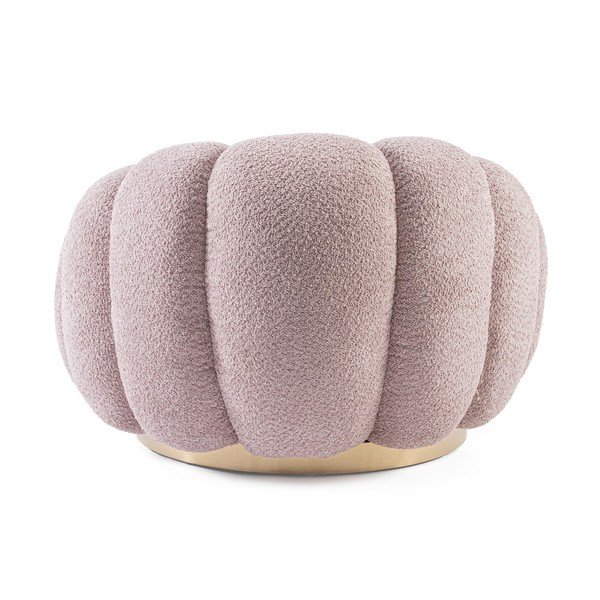 Ružičasta okretna fotelja od bouclé tkanine Florel – Bizzotto-image-4