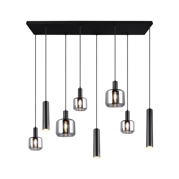 Crna viseća svjetiljka s metalnim sjenilom/sa staklenim sjenilom Mataro – Trio-image-2