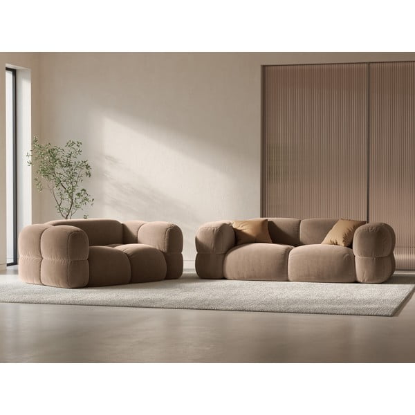 Smeđa baršunasti sofa 180 cm Loretto – Cosmopolitan Design-image-1