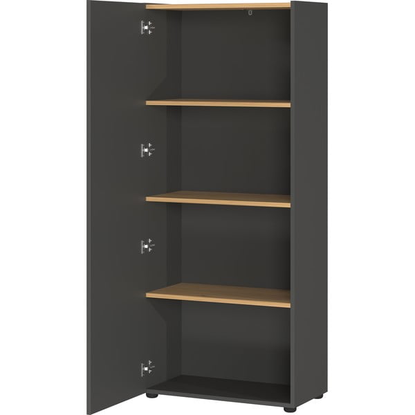 Antracitno siva biblioteka u dekoru hrasta 61x145x34 cm Adrano – Germania-image-3