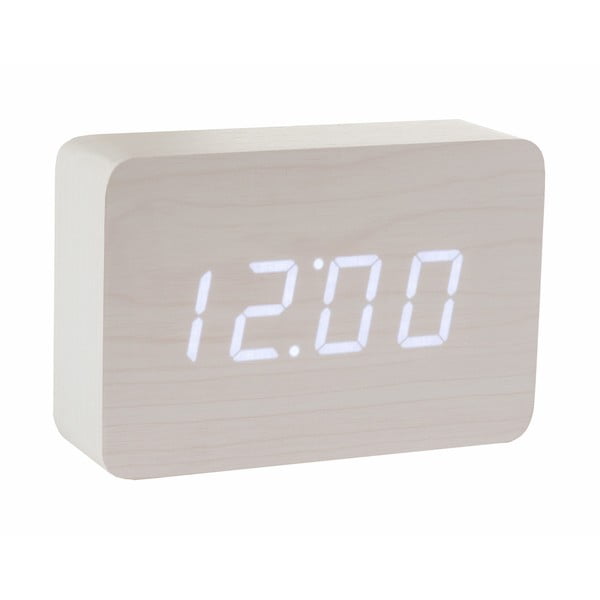 Bijela budilica s bijelim LED zaslonom Gingko Brick Click Clock