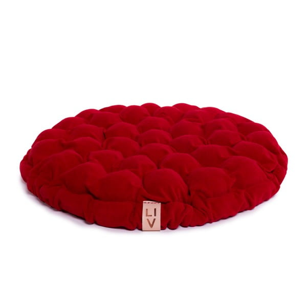 Tamnocrveni jastuk za sjedenje s kuglicama za masažu Linda Vrňáková Bloom, Ø 75 cm