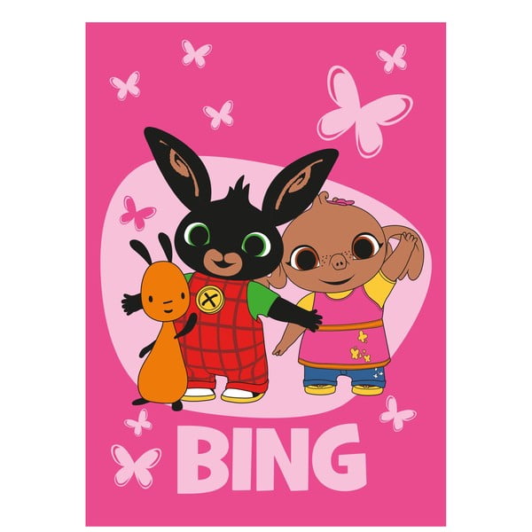 Ružičasta deka za bebe od flisa 100x150 cm Bing Bunny "Butterflies" – Jerry Fabrics