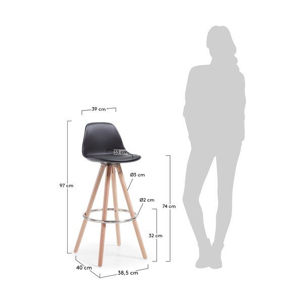 Set od 2 crne barske stolice La Forma Stag-image-1