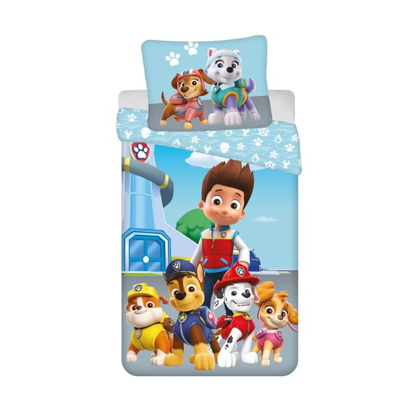 Plava pamučna dječja posteljina za krevet za jednu osobu 140x200 cm Paw Patrol – Jerry Fabrics