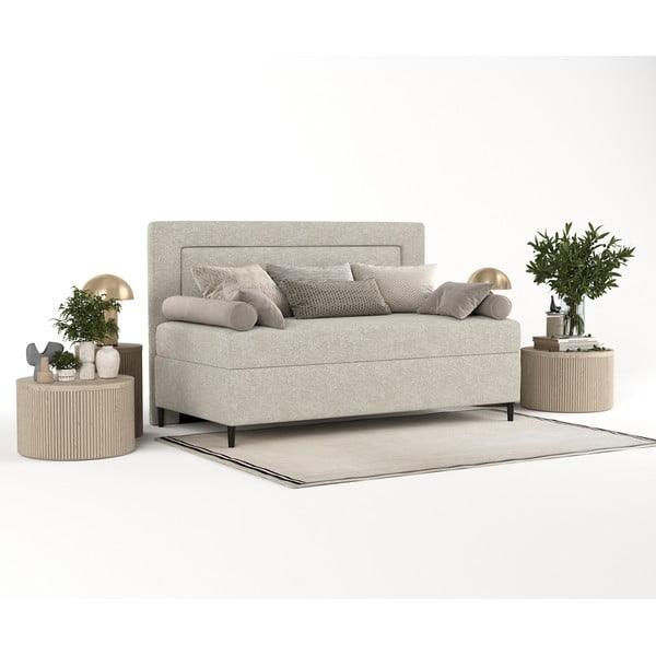 Sivi/bež tapecirani krevet 100x200 cm Alba – Maison de Rêve-image-2