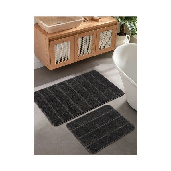 Antracitno sive kupaonske prostirke u setu 2 kom 50x80 cm Yeni Cizgli – Foutastic-image-1