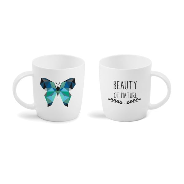 Porculanska šalica s printom na obje strane Vialli Design Butterfly, 370 ml