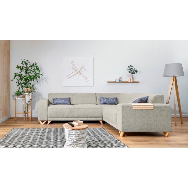 Bež sklopiva/s prostorom za odlaganje kutna garnitura (s desnim kutom/u obliku slova L) Classy Sophie – Miuform-image-1